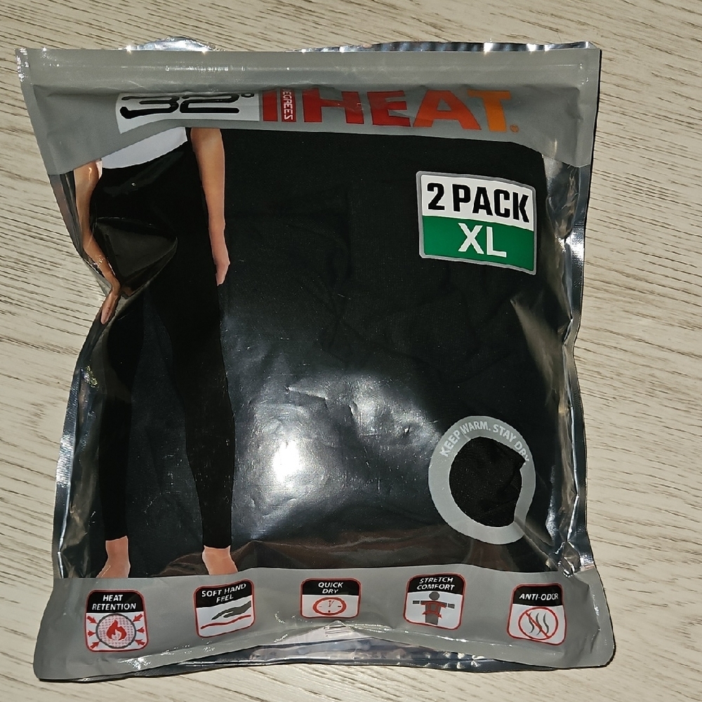 32 Degrees Heat Black Leggings 2 Pack XL - Picture 3 of 7